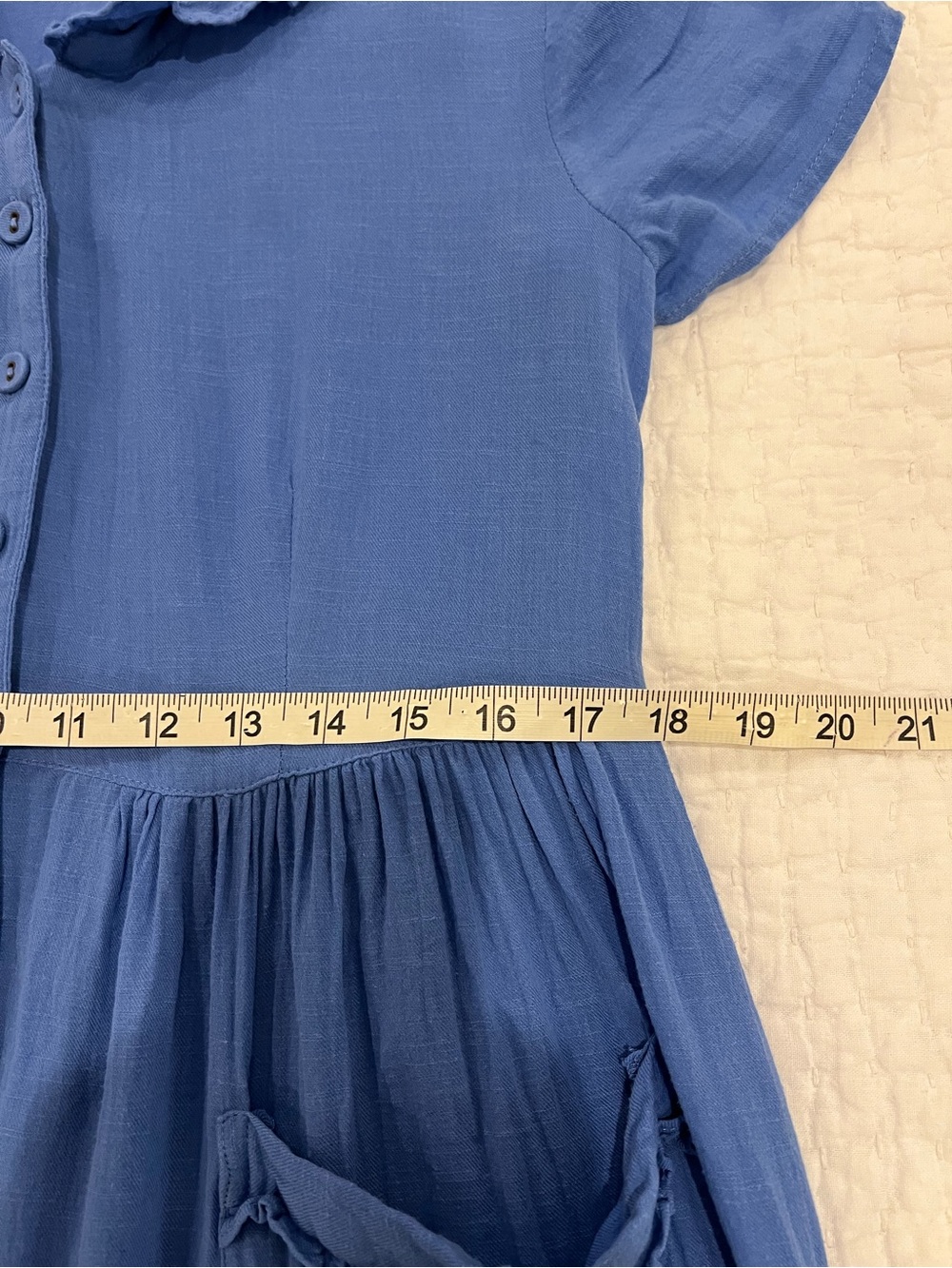 April Cornell Modern Prairie Dress Medium Blue Embroidered Button Front Cottage - Picture 13 of 14